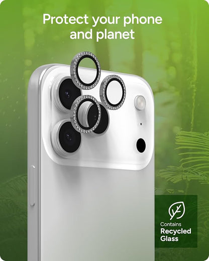 ZAGG iPhone Camera Lens Protector for iPhone 17/16/15 Pro and Pro Max Models - Diamond, Camera Ring, Maximum Impact & Scratch Protection, Anti-Reflective Technology, Smudge-Resistant, Glass Elite