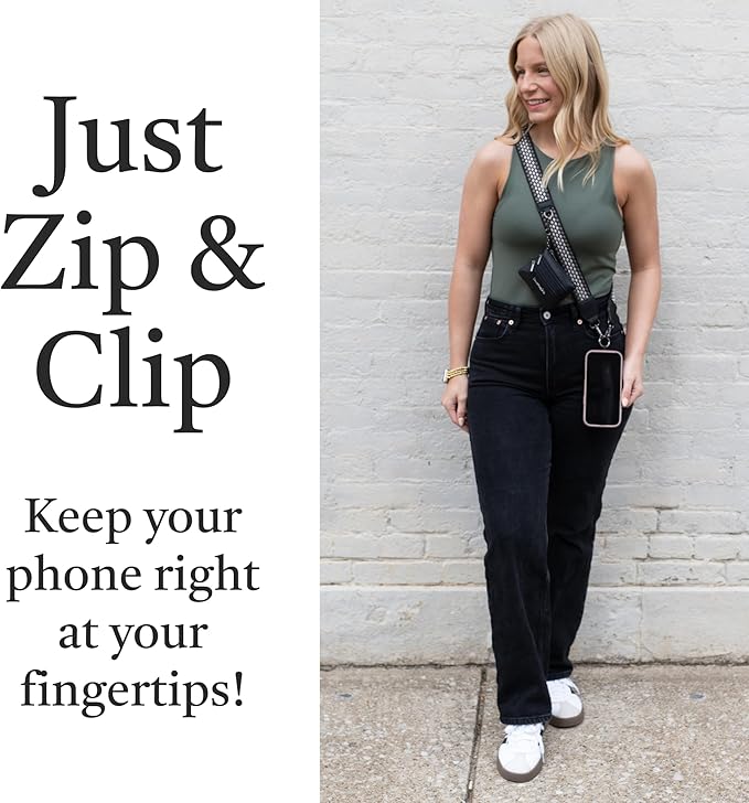 Save the Girls Original Clip and Go Phone Strap Pattern - Crossbody Phone Strap Chain with Zipper Wallet Pouch