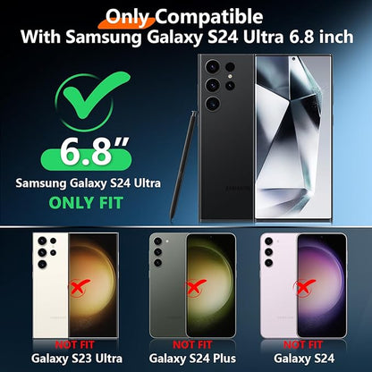 Red2Fire for Samsung Galaxy S24 Ultra Case, [2Pcs Screen Protector]+[2Pcs Lens Protector][Crystal Clear][No-Yellowing][Anti-Scratch][Mil-Grade Shockproof] Full Body Protection Phone Case 5G,Clear