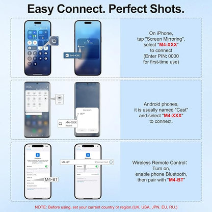 4" Back Camera Monitor iPhone 17, Magnetic Vlog Selfie Monitor Screen for iPhone 17,1080P Wireless Mirroring Back Camera Selfie Monitor for Vlog YouTube TikTok,Snaplylens for iPhone,Android, Black