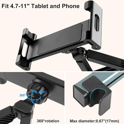 Kairiyard Tablet Holder for Car, Triangle Extension Arm Adjustable Car Back Seat Tablet Holder Road Trip Essentials Headrest Tablets Cars Mount Compatible with iPad Pro, Air, Mini, 4.7-11" Devices