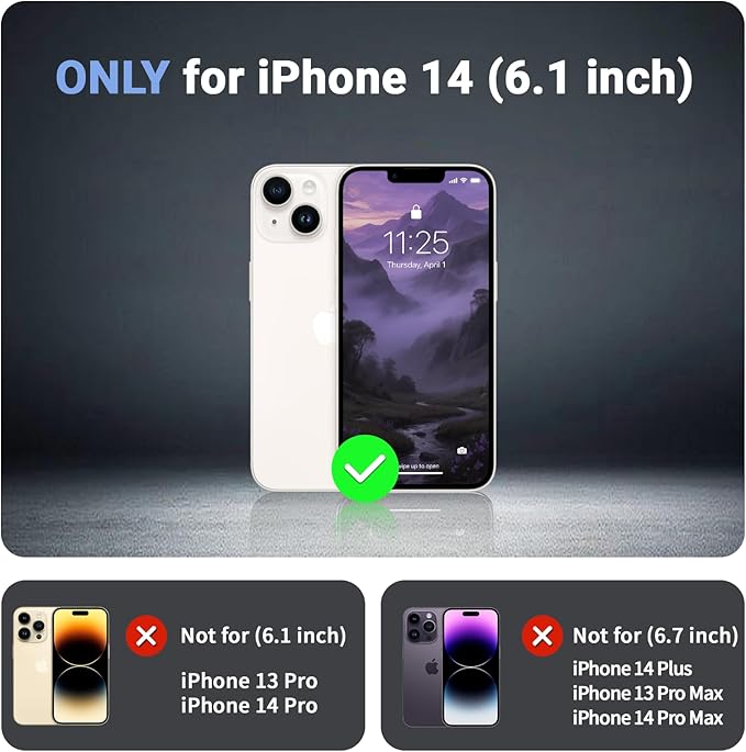 jaroco Magnetic for iPhone 14 Case, [Compatible with MagSafe][Military Grade Drop Protection][Heavy Duty Protection][Non-Slip][Shockproof] 2-Layer Durable Bumper Phone Case 6.1''-Dark Purple