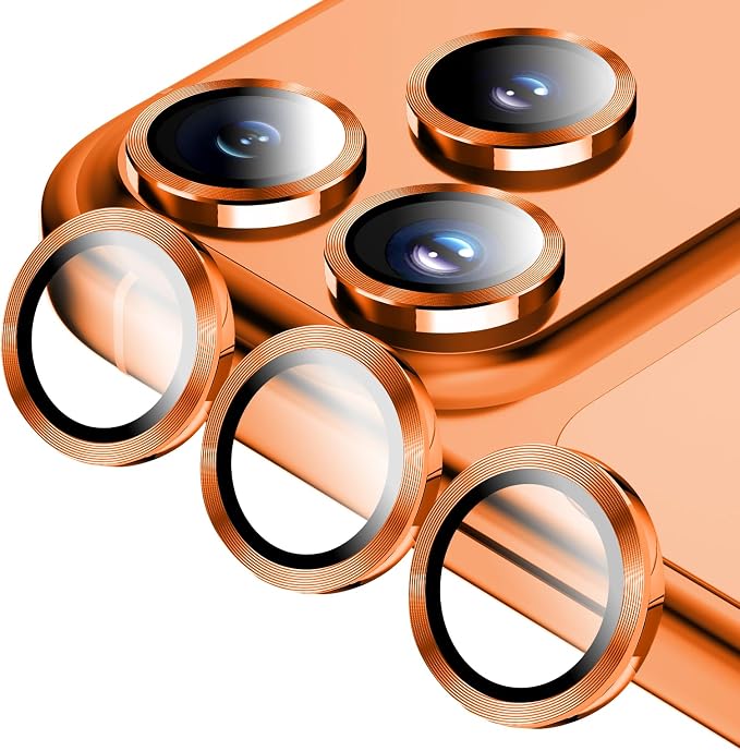Jeluse Camera Lens Protector for iPhone 17 Pro Max/17 Pro/16 Pro Max/16 Pro/15 Pro Max/15 Pro/14 Pro Max/14 Pro, 9H Tempered Glass Screen Protector Cover Alignment Kit Metal Individual Ring