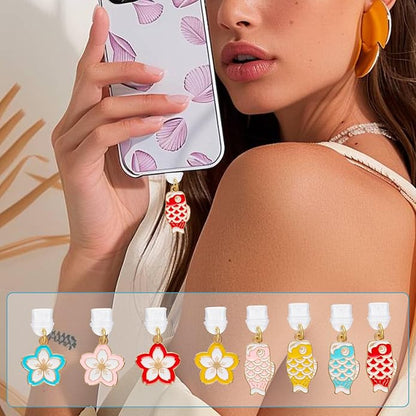 7-10Pcs Dust Plug Charm Type C with Alloy Pendants Cute Cell Phone Charms for Most Type C Phone,Readers Device
