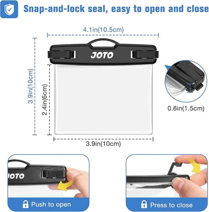 JOTO 2 Pack Waterproof Car Key FOB Case with Lanyard for Swimming Surfing, Small Waterproof Wallet Dry Bag for Money Credit ID Card Cash Coins -Black