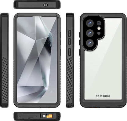 Omio Compatible with Samsung Galaxy S25 Ultra Waterproof Case, Full Body IP68 Waterproof Dustproof Underwater Case Built-in Lens & Screen Protector Military Grade Shockproof Case for Men Women, Black