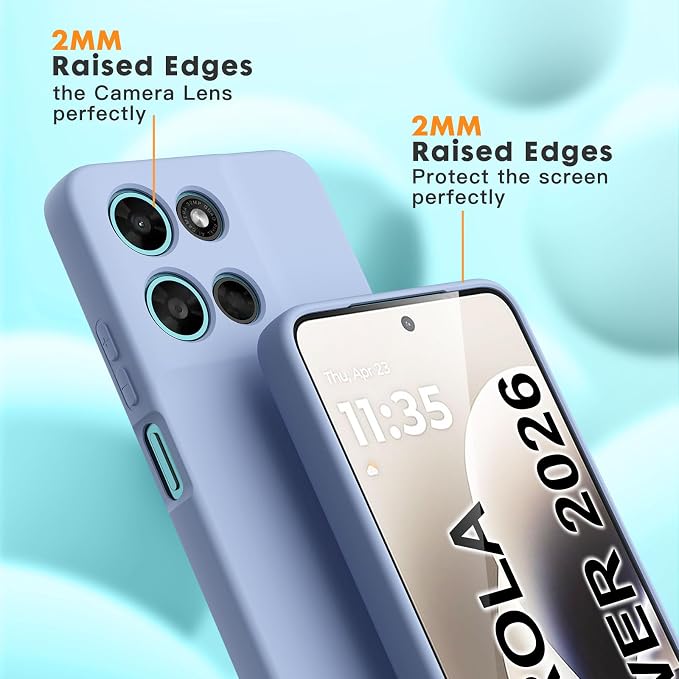 for Motorola Moto G Power (2026) Case, 2 Pack Tempered Glass Screen Protectors, Soft TPU Silicone Shockproof Gel Cover-Lavender