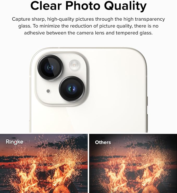 Ringke Camera Lens Frame Glass [Individual Lens Covers] Compatible with iPhone 15 Camera Lens Protector and iPhone 15 Plus Camera Lens Protector, Tempered Glass and Aluminum Alloy Frames - Black
