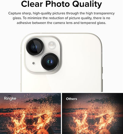 Ringke Camera Lens Frame Glass [Individual Lens Covers] Compatible with iPhone 15 Camera Lens Protector and iPhone 15 Plus Camera Lens Protector, Tempered Glass and Aluminum Alloy Frames - Black