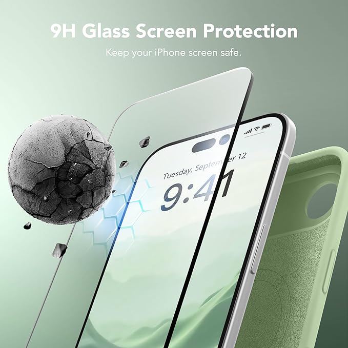 Magnetic for iPhone Air Case, Compatible with MagSafe, [Full Camera Protection][Screen Protector] Silicone Shockproof Protective Phone Case for iPhone 17 Air 6.5", Matcha