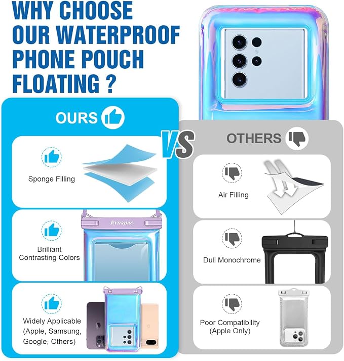 [Up to 10''] Waterproof Phone Pouch Floating, IPX8 Underwater Cell Phone Holder with Lanyard for iPhone 17 16 15 14 Pro Max, Galaxy S25 S24 S23 Ultra, Beach Cruise Ship Essentials Travel Must Haves
