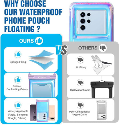 [Up to 10''] Waterproof Phone Pouch Floating, IPX8 Underwater Cell Phone Holder with Lanyard for iPhone 17 16 15 14 Pro Max, Galaxy S25 S24 S23 Ultra, Beach Cruise Ship Essentials Travel Must Haves