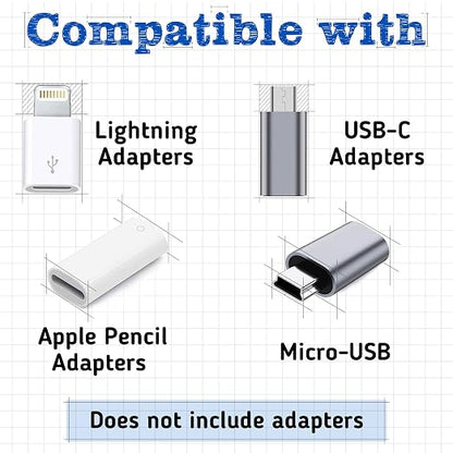 Cozy Charging Cable Keeper Adapter Tether Holder Compatible with Apple Pencil USB-C Micro USB, Keychain, Car, Travel, Black, 5-Pack