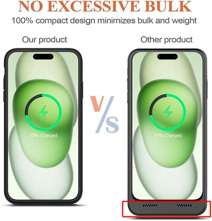 Battery Case for iPhone 15, Upgraded 10000mAh Portable Protective Charging Case with Wireless Charging Compatible with iPhone 15 (6.1 inch) Rechargeable Battery Pack Charger Cover with Carplay (Black)