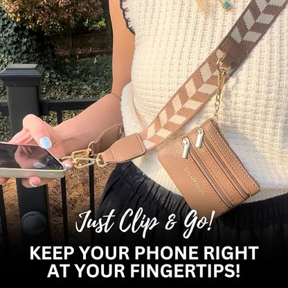 Save the Girls Original Clip and Go Phone Strap Pattern - Crossbody Phone Strap Chain with Zipper Wallet Pouch