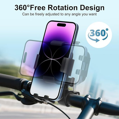 Kairiyard Motorcycle Phone Mount, 1s Auto Lock Bike Phone Holder, Bicycle Handlebar Cell Phone Mount 360 Degree Rotatable for Mountain Bike ATV Electric Scooter