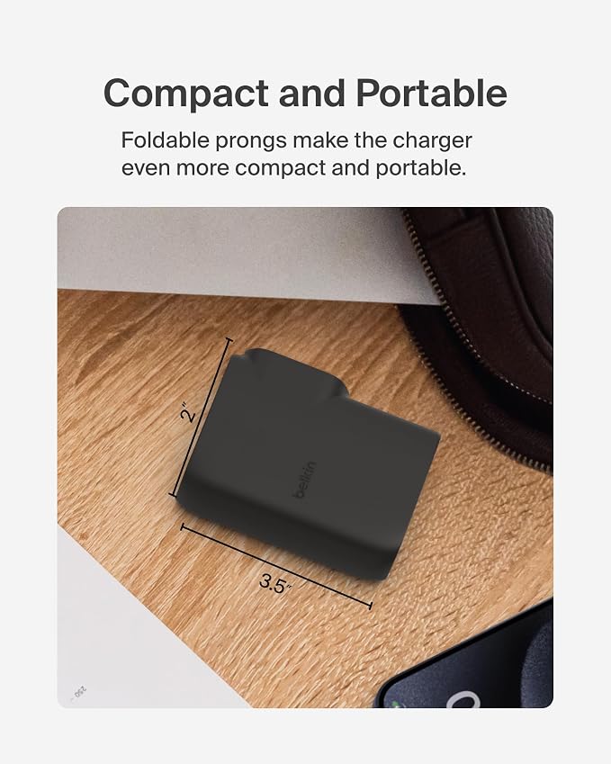 Belkin Hybrid Power Bank 5K + Wall Charger 25W - 2-in-1, Portable Battery w/USB-C Port & USB-A Port - Travel Essential - Apple iPhone 17, Air, Pro, Pro Max, AirPods, Apple Watch - Black
