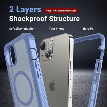 jaroco Magnetic for iPhone 15 Case, [Compatible with MagSafe][Military Grade Drop Protection][Heavy Duty Protection][Non-Slip][Shockproof] 2-Layer Durable Bumper Phone Case 6.1''-Blue Purple