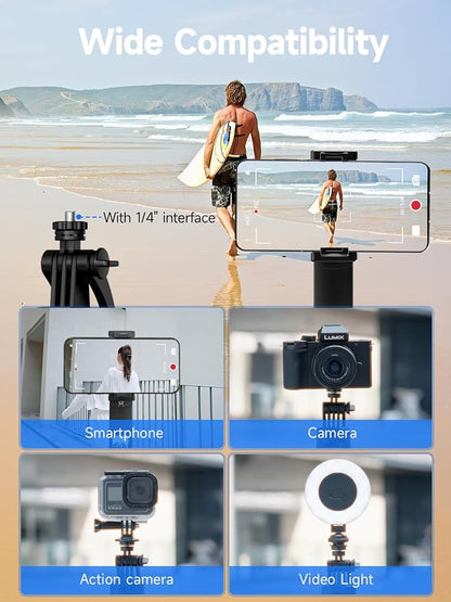 Rollei Auto Face Tracking Tripod, Smartphone Gimbal Stabilizer 64'' Selfie Stick Tripod Holder 360° Rotation for iPhone/Android Stand for Filming Streaming Tiktok Video Vlog