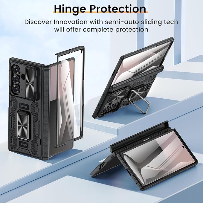 VEGO for Galaxy-Z-Fold-7-Case:Samsung Z Fold 7 Case with Lens Cover,Black | Built-in Screen Protector & 360° Kickstand Full-Body Drop Protection Rugged Case for Samsung Galaxy Fold7 5G 2025