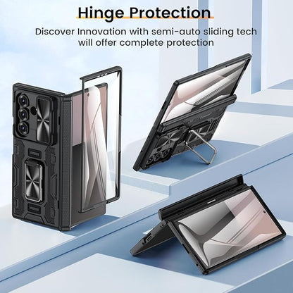 VEGO for Galaxy-Z-Fold-7-Case:Samsung Z Fold 7 Case with Lens Cover,Black | Built-in Screen Protector & 360° Kickstand Full-Body Drop Protection Rugged Case for Samsung Galaxy Fold7 5G 2025