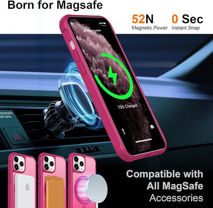 360° Magnetic Swivel Ring for iPhone 12 pro max case, Built-in Metal Stand and Ring Holder, Magsafe Compatible, Military Grade Protection, Shock Resistant - Rose Pink