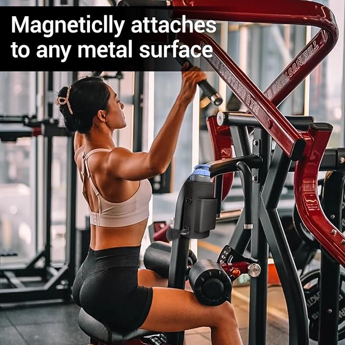 Magnetic Gym Bag with Phone Pocket Water Bottle Holder – 6 Built-in Magnets for Hands-Free Use – Ideal for Workouts, Outdoor, Travel – Securely Attaches to Equipmen