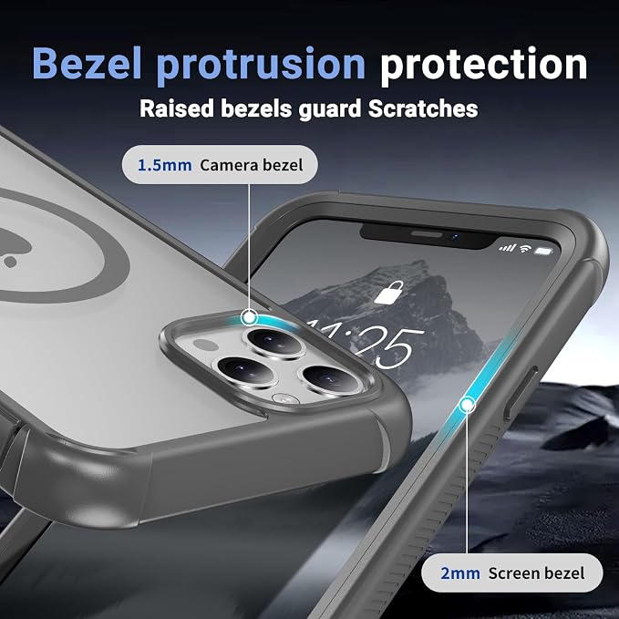 jaroco Magnetic for iPhone 11 Pro Max Case, [Compatible with MagSafe][Military Grade Drop Protection][Heavy Duty Protection][Non-Slip][Shockproof] 2-Layer Durable Bumper Phone Case 6.5''-Gray