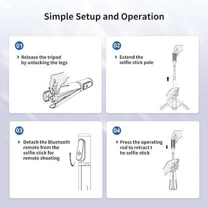 ATUMTEK Selfie Stick Tripod, 3-in-1 Extendable Aluminum Phone Tripod with Detachable Bluetooth Remote, Compatible with iPhone 17/16/15/14/13/12/11/11 Pro/XS Max/XR and Samsung Smartphones, Black