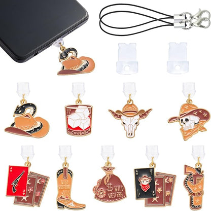 7-10Pcs Dust Plug Charm Type C with Alloy Pendants Cute Cell Phone Charms for Most Type C Phone,Readers Device