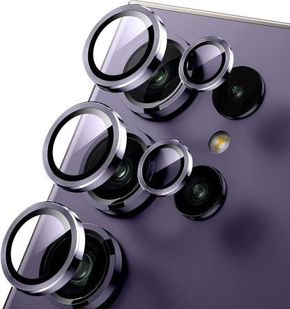 WSKEN for Samsung Galaxy S24 Ultra Camera Lens Protector, Ultra Thin Scratch Resistant 9H Tempered Glass with Aluminum Metal Circle Camera Screen Protector Cover Accessories, Violet