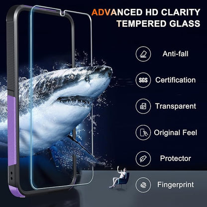 for Samsung Galaxy S26+ Plus Case with Screen Protector+Camera Lens Cover,Military Grade Heavy Duty Shockproof Phone Cover with Wrist Lanyard Strap for Samsung S26Plus,Lavender