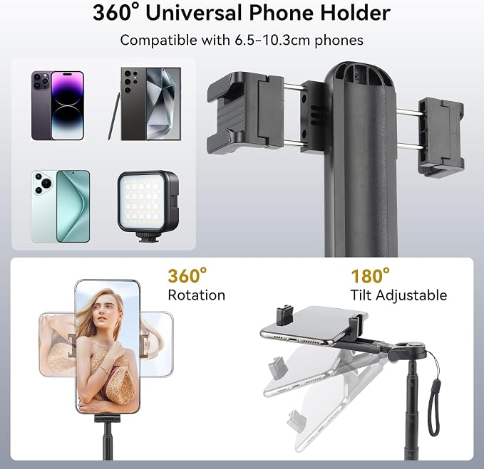 UTEBIT 40" Selfie Stick with Wireless Remote, Portable Phone Tripod Stand for iPhone & Android, Extendable Selfie Stick for Photograph, Live Streaming, Video Recording, Compatible with All Cellphones