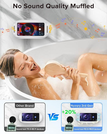 3rd GEN Shower Phone Holder Waterproof & Anti-Fog, HD Touch Screen, Enhanced Sound, Retractable 480° Adjustable Phone Holder for Shower, Kitchen, Easy Install, Perfect for 4-7 inch Phones