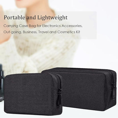 CAAORDKSO Electronics Accessories Case, Electronic Organizer Travel Cable Accessories Bag, Portable Waterproof Storage Bag for Hard Drive,Power Bank,Chargers,Mouse,Various Accessories(Small+Big-Black)