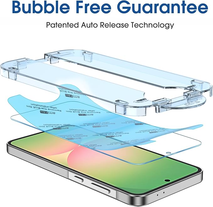 amFilm Auto-Alignment OneTouch for Samsung Galaxy A56 5G 6.7" Screen Protector + Camera Lens Protector, Tempered Glass, 30 Seconds Installation, Bubble Free, Case Friendly, Anti-Scratch [2+2 Pack]