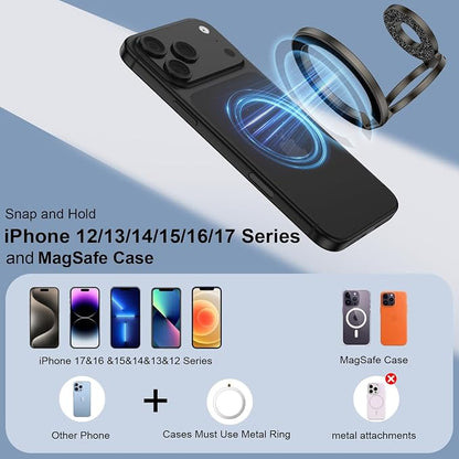 MagSafe Phone Grip Magnetic Finger Holder for Samsung Galaxy S26 S25 Ultra S24 S23 S22 S21 A17 A16 A15,Two-Sided Magnetic Finger Ring Grip Adjustable Kickstand for iPhone 17 Pro Max 16e 16 15 14 13 12