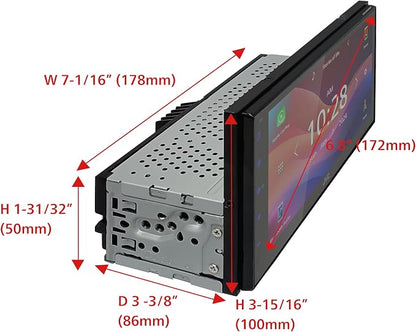 JVC KW-M590BT Single Din/Double Din Car Stereo (50W x 4-Ch), L-Shaped Chassis Fits Most Cars, Large 6.8" Hi-Res Touchscreen, AM/FM, Apple CarPlay, Android Auto, Rear Camera Input, USB 2.1 Fast Charge