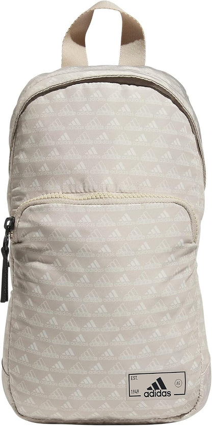 adidas Essentials Sling Small Crossbody Bag for Women and Men (5L), Bos Mini Monogram Wonder Beige/Black/2.0, One Size