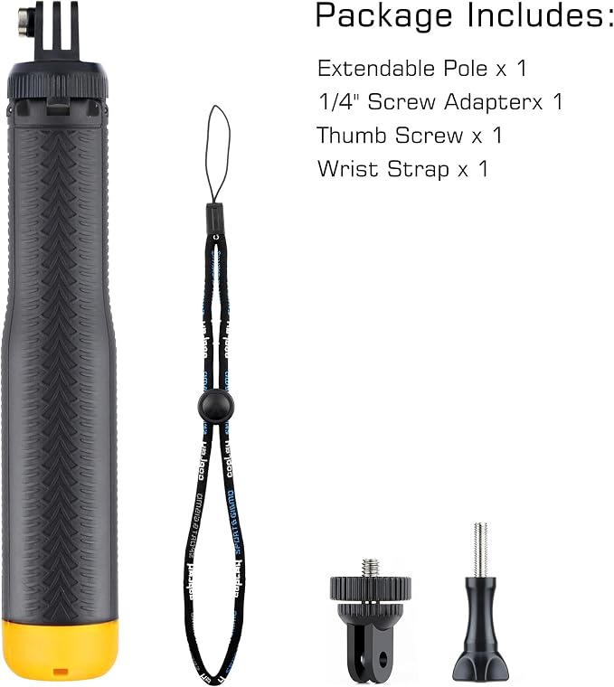 GEPULY Floating Hand Grip Underwater Waterproof Selfie Stick for GoPro Hero 13 12 11 10 9 8 7 6 5 4 3,Floating Tripod, Hand Grip,Selfie Stick Pole,Tripod Stand, Extended Monopod Go Pro Accessories