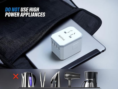 EPICKA Universal Travel Adapter, European Travel Plug Adapter - International Power Adapter Worldwide Charger with USB-C & 4 USB-A Ports, Travel Essentials for Italy, Japan, Europe, UK (TA-105, White)