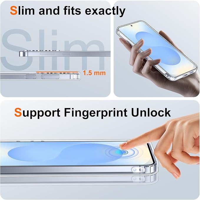 SPIDERCASE Designed for Samsung Galaxy S25 Plus Case, [10 FT Military Grade Drop Protection],2 Pack [Tempered Glass Screen Protector+Camera Lens Protector] Heavy Duty Shockproof Case,Clear