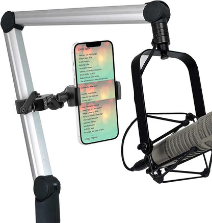Phone Holder Clamp Mount for Treadmill/Spin Bike/Baby Stroller/Golf Cart/Music Stand/Microphone Stand/Handlebar,Compatible with 3.5~7.5" iPhone/Smartphone,360°Adjustable Aluminum Alloy Mount