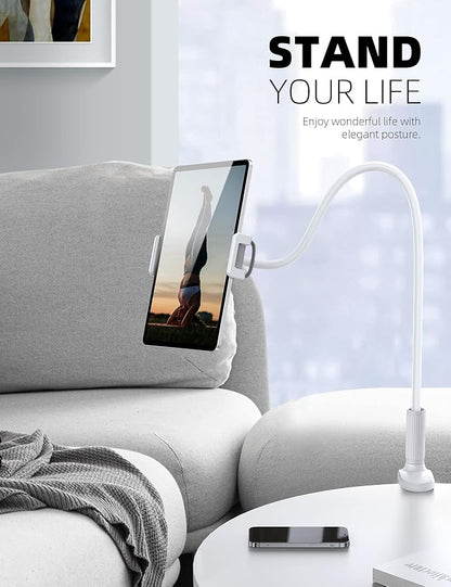 Lamicall Gooseneck Tablet Mount Holder for Bed Flexible Tablet Arm Clamp for Bed, as Gifts Compatible with Pad Pro 10.5, Air 9.7, Mini 7.9, Galaxy Tabs, Switch, More 4.7-11" Device - White