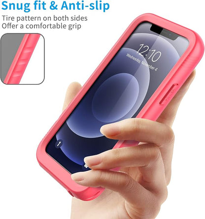SPORTLINK for iPhone 12 Mini Waterproof Case, Full Body Shockproof Dustproof Phone Screen Protector Rugged Cases for iPhone 12 Mini 5.4 Inches Pink