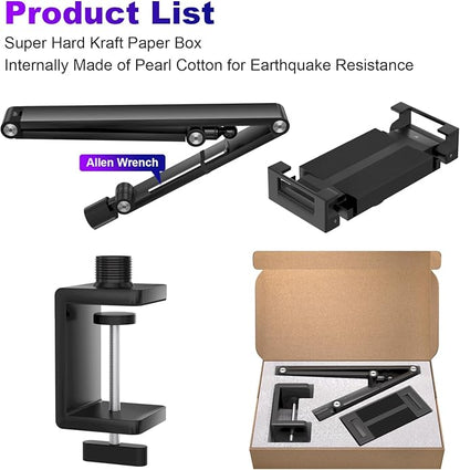 Tablet Stand Holder for ipad,Portable Monitor Stand for 6-18.5 ",Adjustable Foldable Tablet Arm iPad Desk Mount with 360°Rotate Base,Phone iPad Holder for Desk,Compatible with Larger Monitors