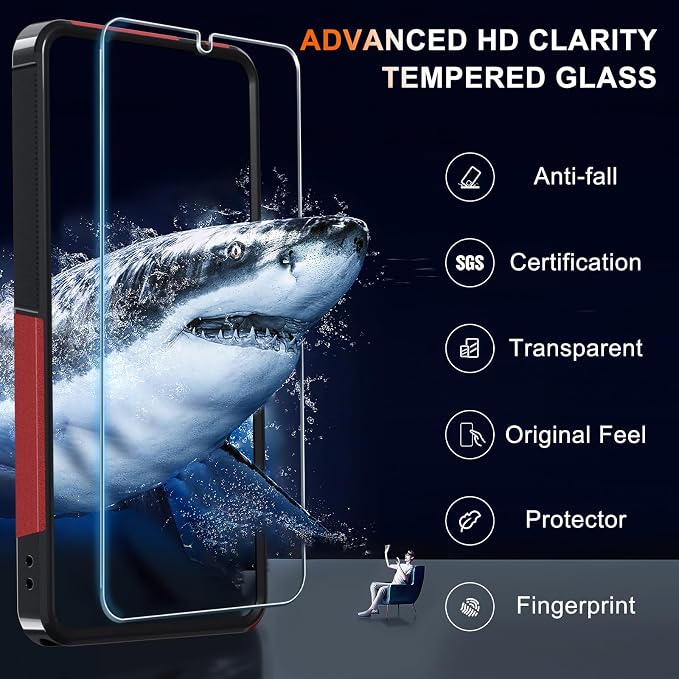 for Samsung Galaxy S26 Ultra Case with Screen Protector+Camera Lens Cover,Military Grade Heavy Duty Shockproof Phone Cover with Wrist Lanyard Strap for Samsung S26Ultra,Red