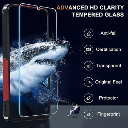 for Samsung Galaxy S26 Ultra Case with Screen Protector+Camera Lens Cover,Military Grade Heavy Duty Shockproof Phone Cover with Wrist Lanyard Strap for Samsung S26Ultra,Red
