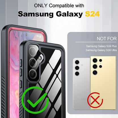 for Samsung Galaxy S24 Case, IP68 Waterproof with [Built-in Screen/Camera Protector] [14FT Military Shockproof] Full Body Heavy Duty Protective Sealed Case for Galaxy S24 5G, Pink