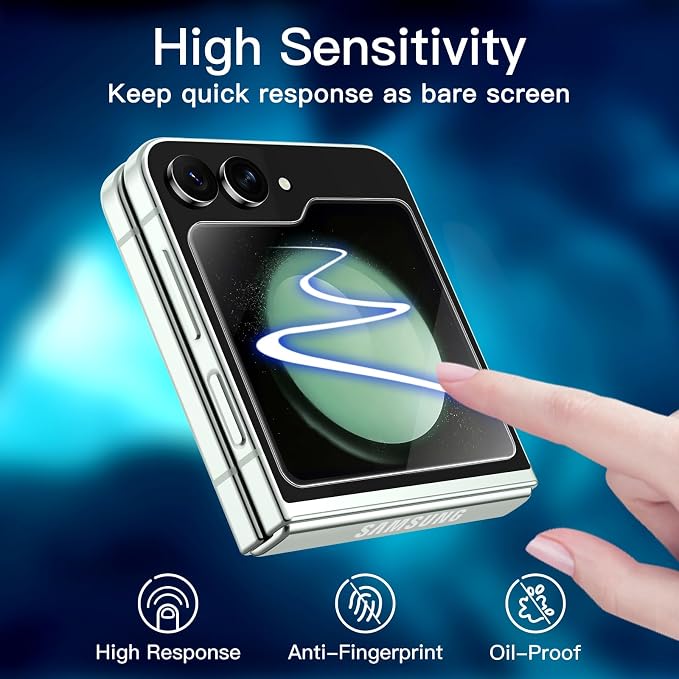 JETech Front Screen Protector for Samsung Galaxy Z Flip 5, 3-Pack | Tempered Glass, Easy Installation Tool, HD Clear, Case-Friendly